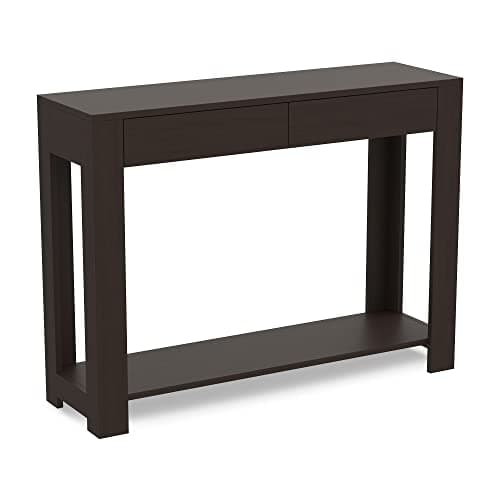 Safdie & Co. White Boho Console Table with Drawer & Shelf