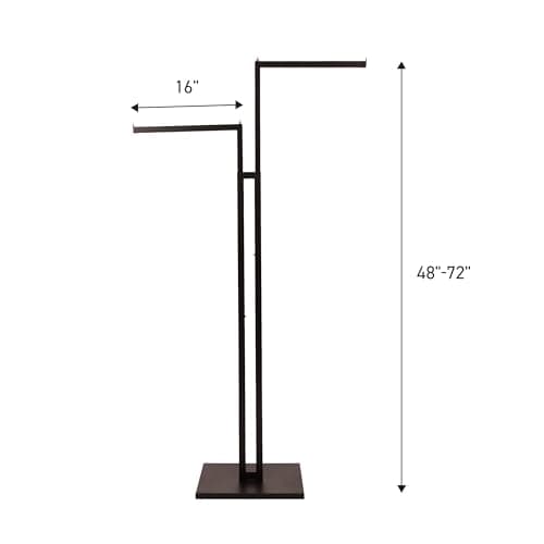 SSWBasics Black 2-Way Adjustable Chrome Clothing Rack - 48" to 72" - Ideal for Retail, Restaurants, and Home Storage