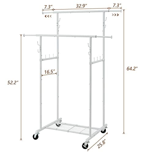 Double Rod Garment Rack & Portable Closet Wardrobe