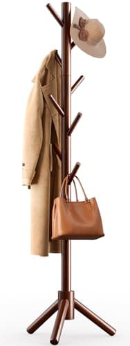 Wooden Coat Rack Stand with 8 Hooks for Entryway, Bedroom, Office
