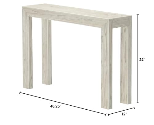 Solid Wood Console Table, 46.25 Inch, White Sand Wirebrush