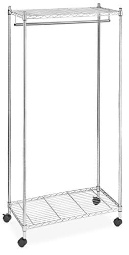 Whitmor Supreme Double Shelf Rolling Garment Organizer - Chrome