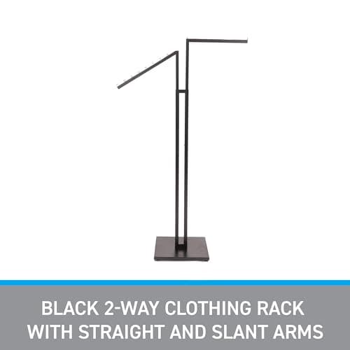 SSWBasics Black 2-Way Clothing Rack - Adjustable 48-72" - Retail, Restaurant, Home Storage