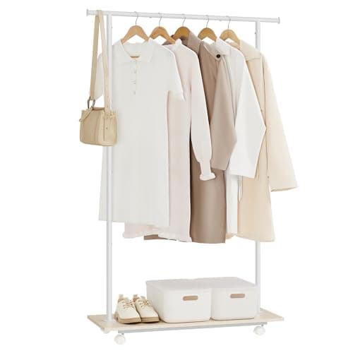 Metal Clothing Rack with Wheels and Shelf, 110 lb Capacity