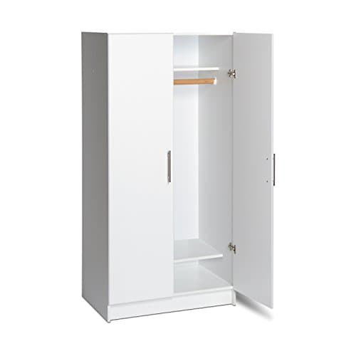 Prepac Elite 32"W x 65"H x 24.5"D White Wardrobe Closet with Hanging Rail