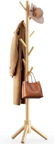Wooden Coat Rack Stand with 8 Hooks for Entryway, Bedroom, Office