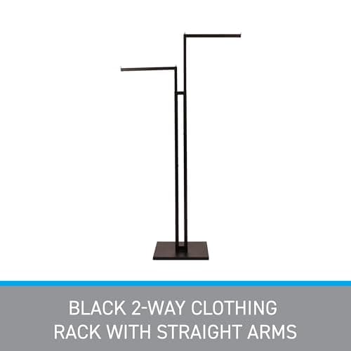 SSWBasics Black 2-Way Adjustable Chrome Clothing Rack - 48" to 72" - Ideal for Retail, Restaurants, and Home Storage