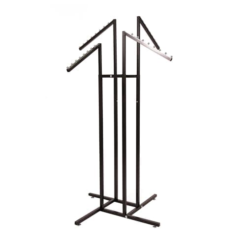 SSWBasics Black 4-Way Adjustable Clothing Rack - Slanted Arms, Adjustable Height 48-72"