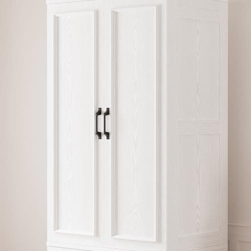 LIKIMIO 70 Wooden Wardrobe Closet with 2 Doors and 2 Drawers - Freestanding White Design for Bedroom Storage
