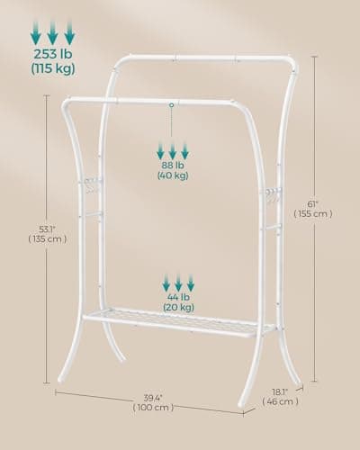 SONGMICS Clothes Rack with Shelves and Hooks