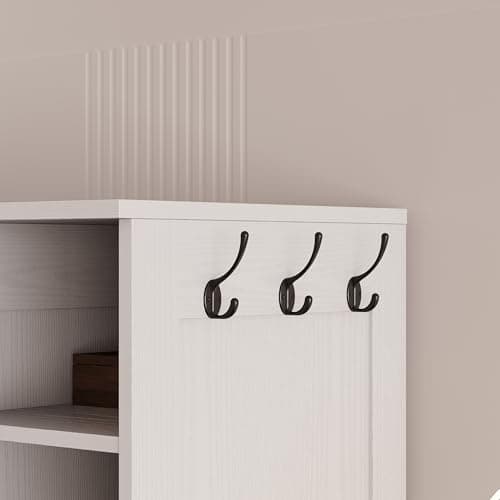 Wooden Armoire Wardrobe Closet with 5 Doors and 4 Storage Shelves for Hanging Clothes