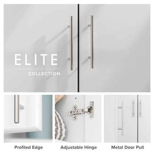 Prepac Elite 32"W x 65"H x 24.5"D White Wardrobe Closet with Hanging Rail