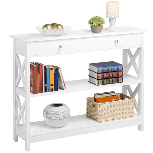 Yaheetech White 3-Tier Entryway Console Table with Drawer