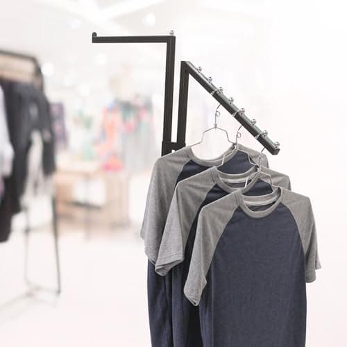 SSWBasics Black 2-Way Clothing Rack - Adjustable 48-72" - Retail, Restaurant, Home Storage