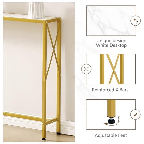 Narrow Industrial Console Table for Living Room, Bedroom, Hallway