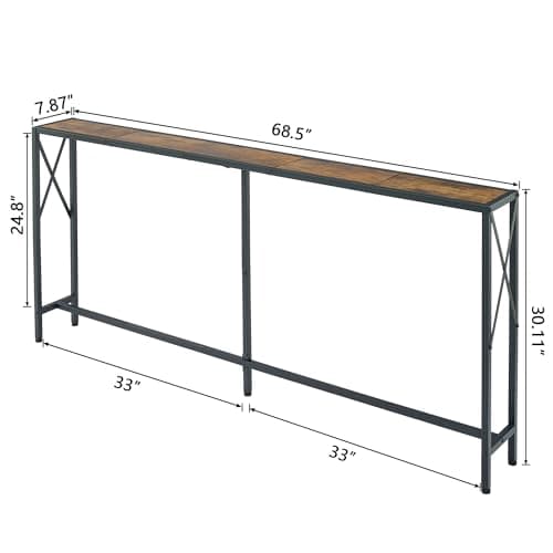 Narrow Industrial Console Table for Entryway, Living Room, Bedroom