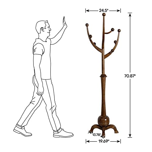 Wooden Coat Tree with 8 Hooks for Entryway or Bedroom - Holds 160lb