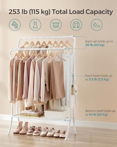 SONGMICS Clothes Rack with Shelves and Hooks