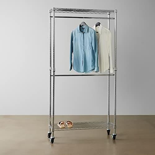 Amazon Basics Double Hanging Closet Organizer, Chrome, 36" x 14" x 72"