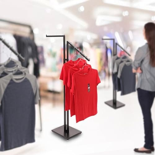 SSWBasics Black 2-Way Clothing Rack - Adjustable 48-72" - Retail, Restaurant, Home Storage