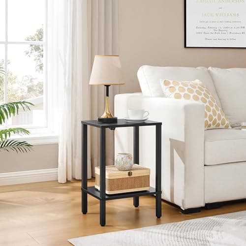 Narrow 2-Tier End Table with Storage for Small Spaces