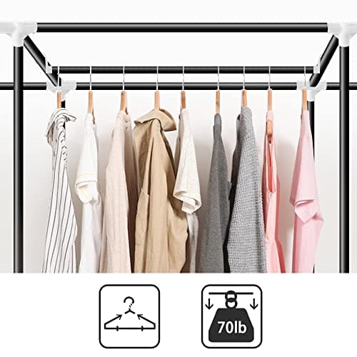Lokeme 82-Inch Portable Closet with 5 Hanging & 10 Shelves, Sturdy Steel Frame & Easy Assembly, Grey