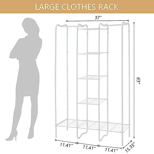 Portable Closet and Clothes Rack with Shelves