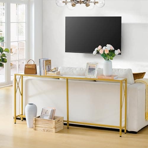 Narrow Industrial Console Table for Living Room, Bedroom, Hallway