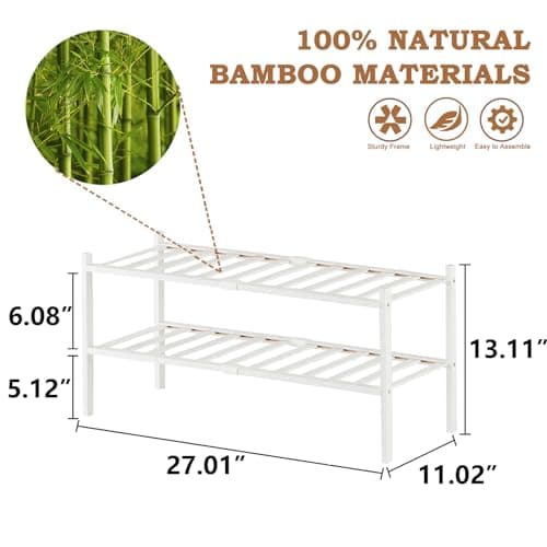 2 Tier Bamboo Shoe Rack Organizer