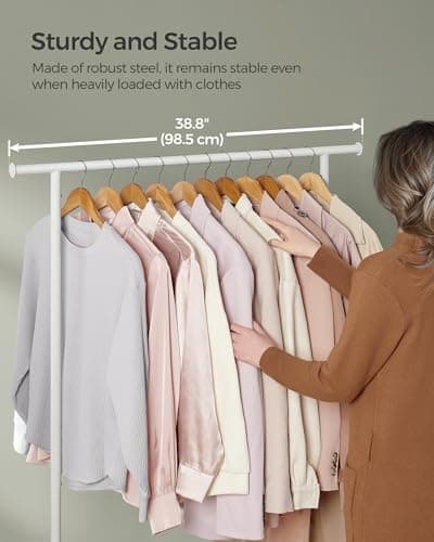 Metal Clothing Rack with Wheels and Shelf, 110 lb Capacity