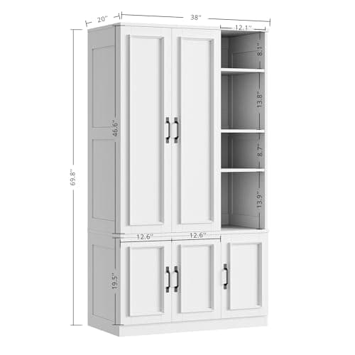 Wooden Armoire Wardrobe Closet with 5 Doors and 4 Storage Shelves for Hanging Clothes
