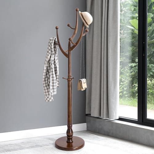 Wooden Coat Tree with 8 Hooks for Entryway or Bedroom - Holds 160lb