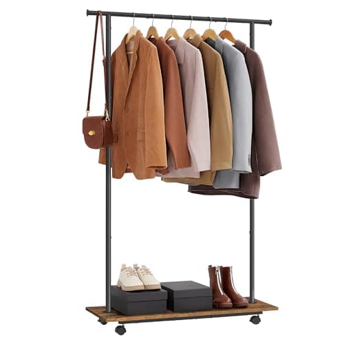 Metal Clothing Rack with Wheels and Shelf, 110 lb Capacity