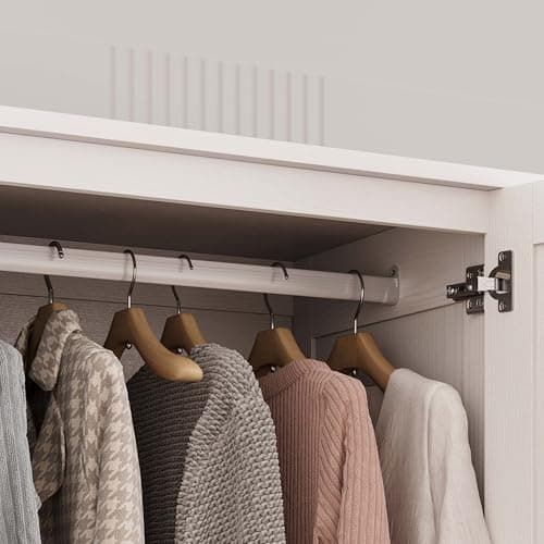Wooden Armoire Wardrobe Closet with 5 Doors and 4 Storage Shelves for Hanging Clothes