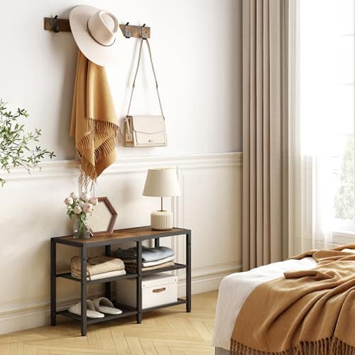Entryway 3-in-1 Coat Shoe Rack Bench with Storage and Hooks
