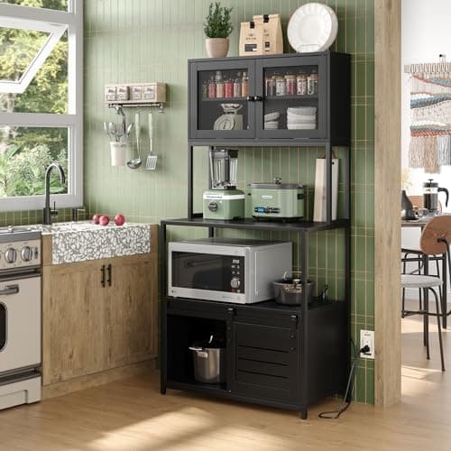 Furniouse Industrial Brown 5-Tier Kitchen Bakers Rack with Power Outlet