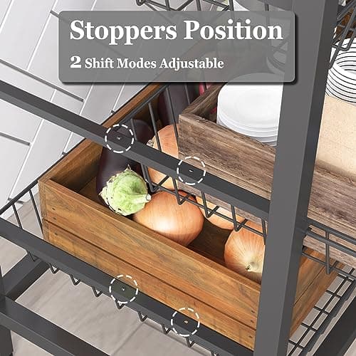 Industrial Microwave Oven Stand with Storage Shelves and Hooks