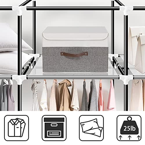 Lokeme 82-Inch Portable Closet with 5 Hanging & 10 Shelves, Sturdy Steel Frame & Easy Assembly, Grey