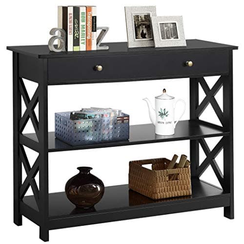 Yaheetech White 3-Tier Entryway Console Table with Drawer