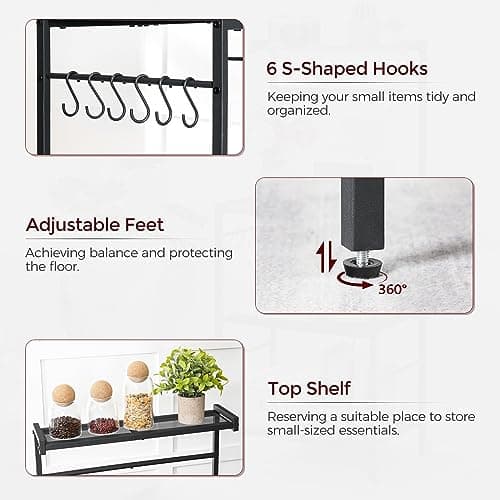 Rustic Brown Bakers Rack with Charging Station & 6 Hooks BRHR35E01
