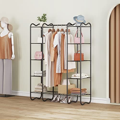 Metal Freestanding Closet Wardrobe Rack for Clothes - E Style and D Style