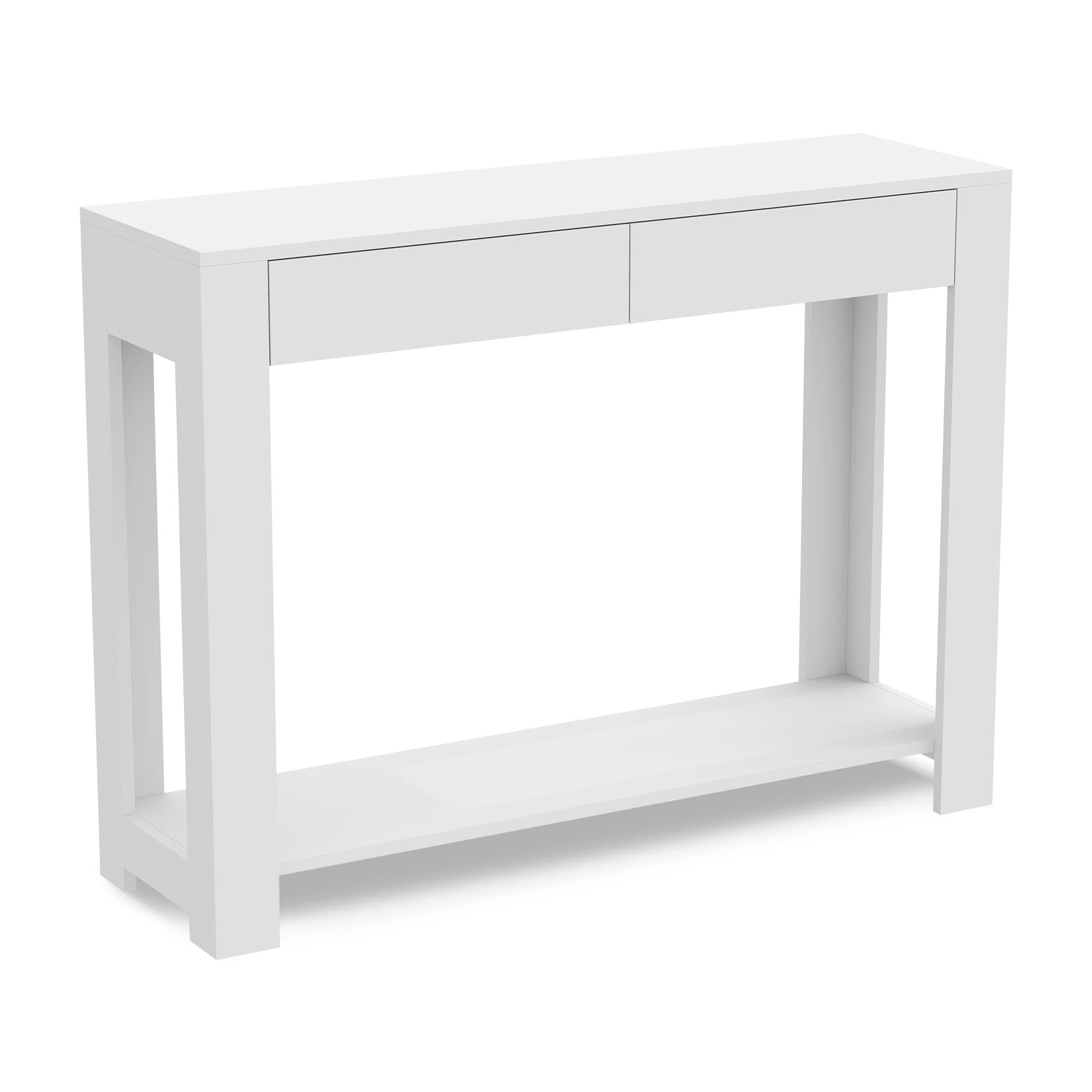 Safdie & Co. White Boho Console Table with Drawer & Shelf