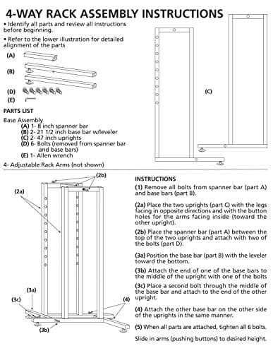 SSWBasics Black 4-Way Adjustable Clothing Rack - Slanted Arms, Adjustable Height 48-72"