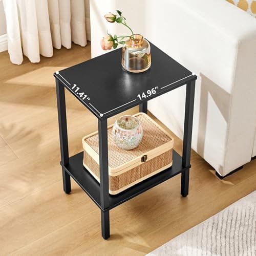 Narrow 2-Tier End Table with Storage for Small Spaces