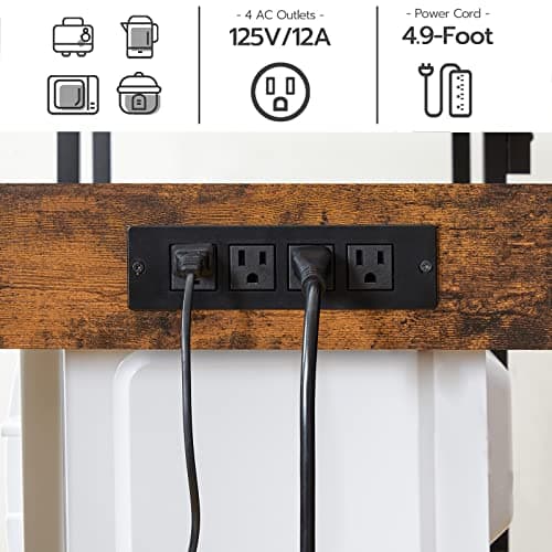 HOOBRO 35.4 Inch Bakers Rack with Power Outlet & 6 Tiers Storage, Rustic Brown & Black