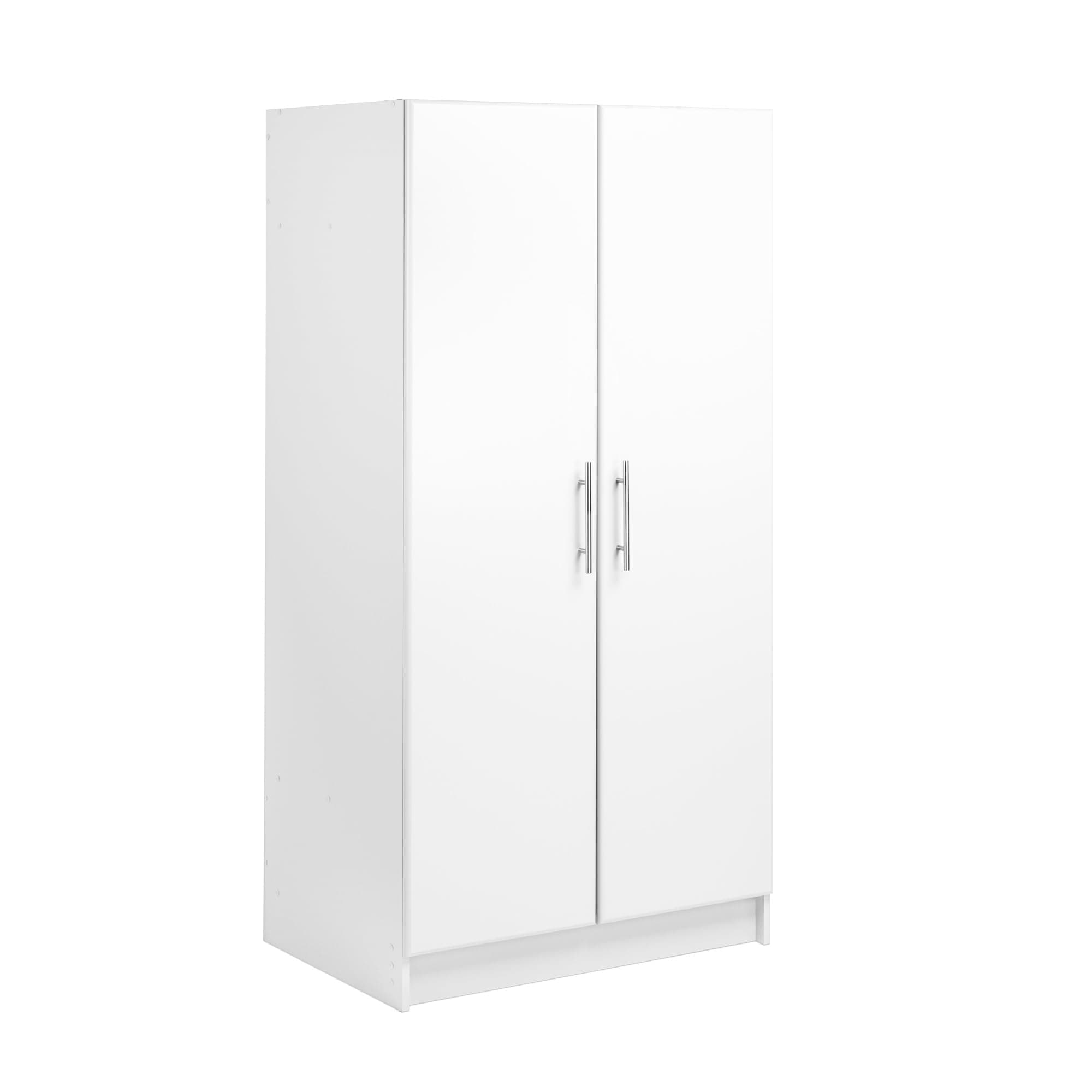 Prepac Elite 32"W x 65"H x 24.5"D White Wardrobe Closet with Hanging Rail