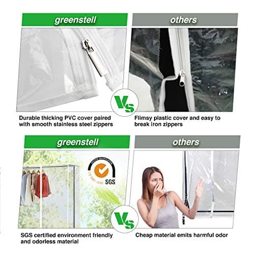 GREENSTELL Industrial Pipe Z Base Clothing Rack with Brakes, White (59x24x68 inches)