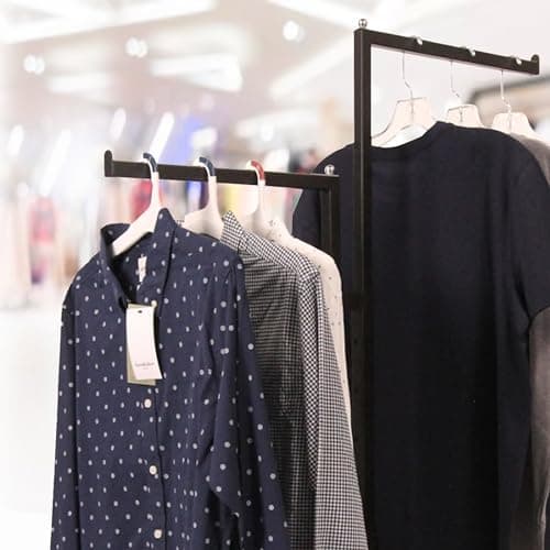 SSWBasics Black 2-Way Adjustable Chrome Clothing Rack - 48" to 72" - Ideal for Retail, Restaurants, and Home Storage