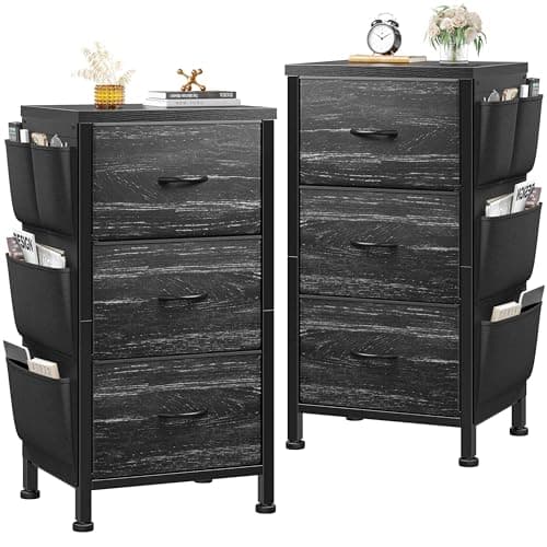 Rustic Brown Night Stand with 3 Drawers & Removable Pockets