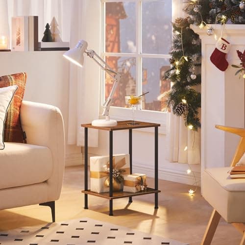 Rustic Brown End Tables Set of 2 for Small Spaces